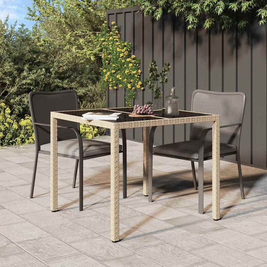 Garten-Eßtisch Beige 90 x 90 x 75 cm Poly Rattan
