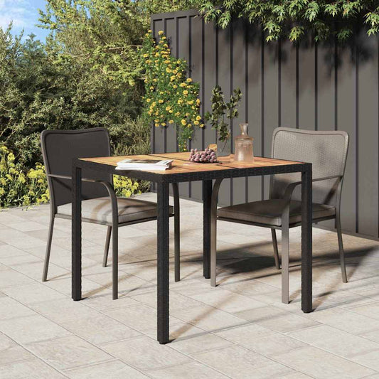 Garten-Eßtisch Schwarz 90 x 90 x 75 cm Poly Rattan