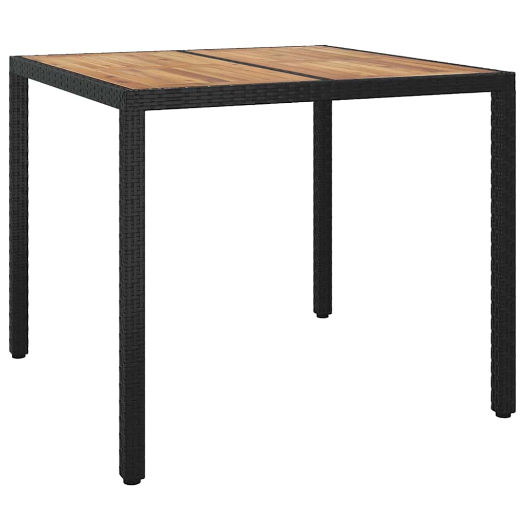 Garten-Eßtisch Schwarz 90 x 90 x 75 cm Poly Rattan