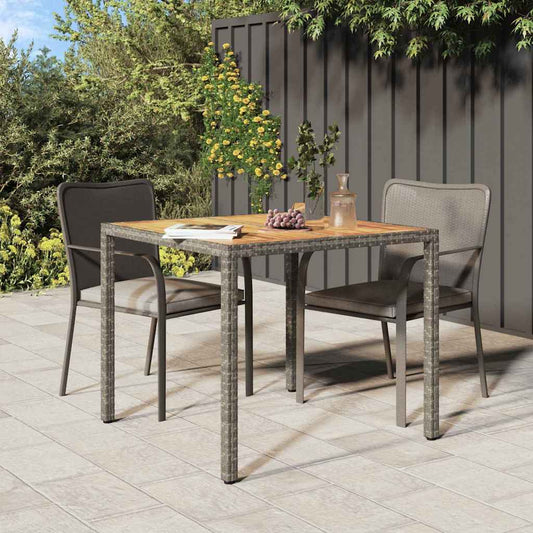 Garten-Eßtisch Grau 90 x 90 x 75 cm Poly Rattan