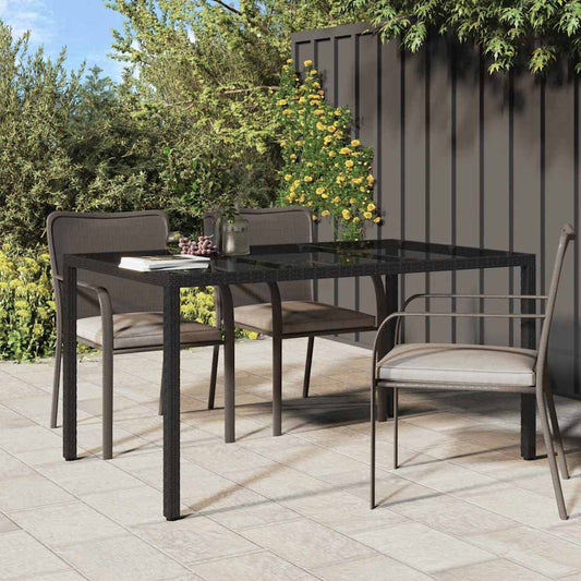Garten-Eßtisch Schwarz 150 x 90 x 75 cm Poly Rattan