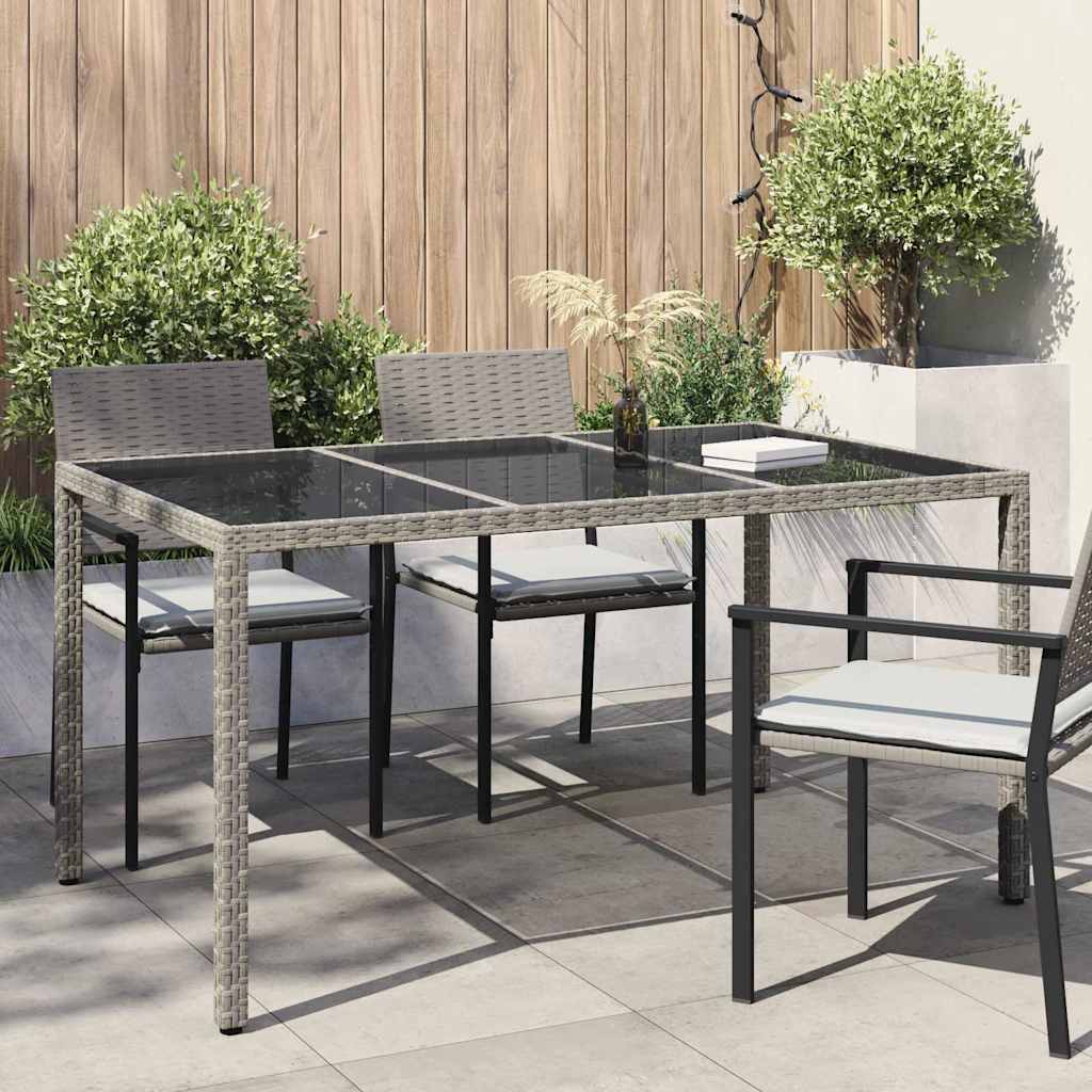 Gartentisch Grau 150 x 90 x 75 cm Poly-Rattan