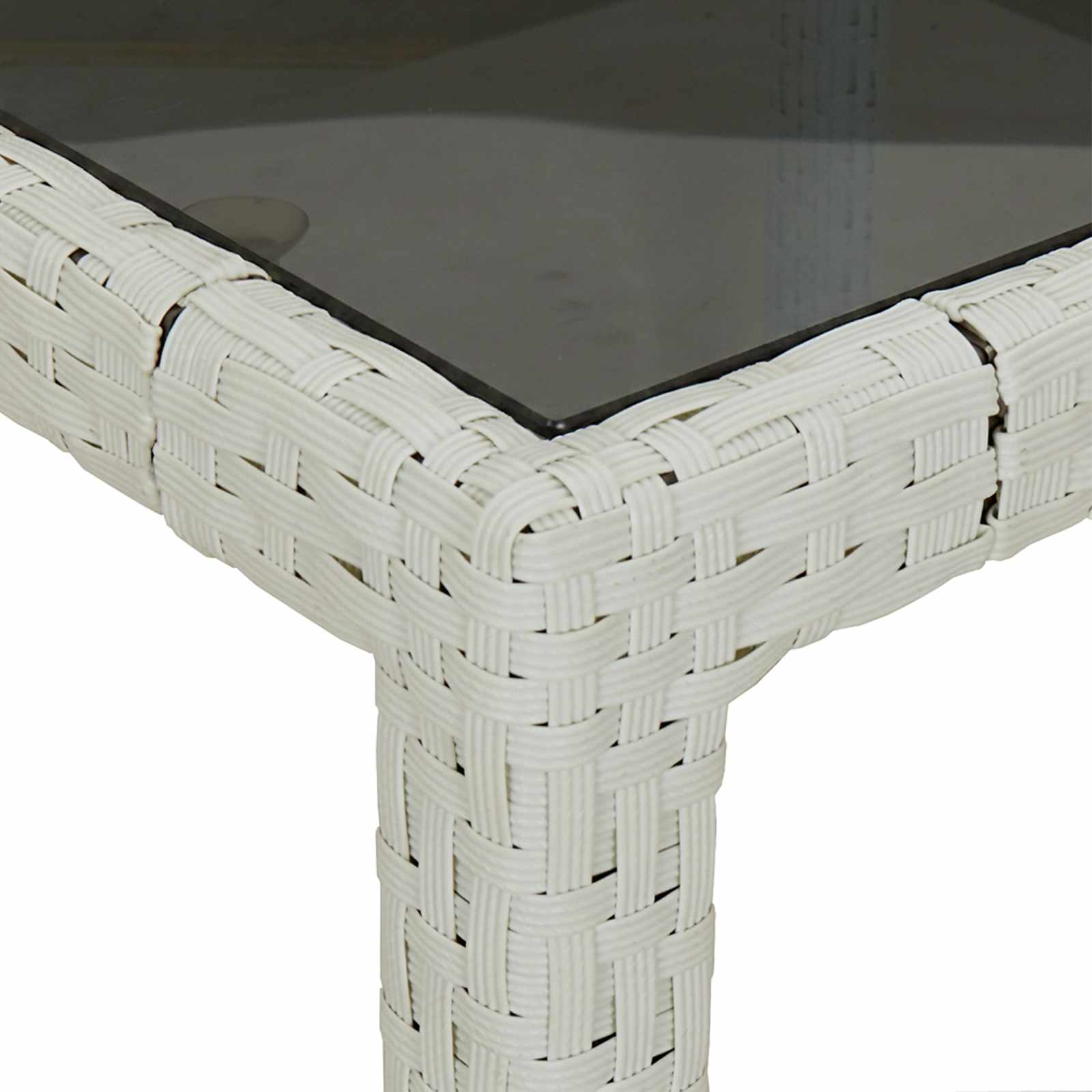 Gartentisch Weiß 150 x 90 x 75 cm Poly-Rattan