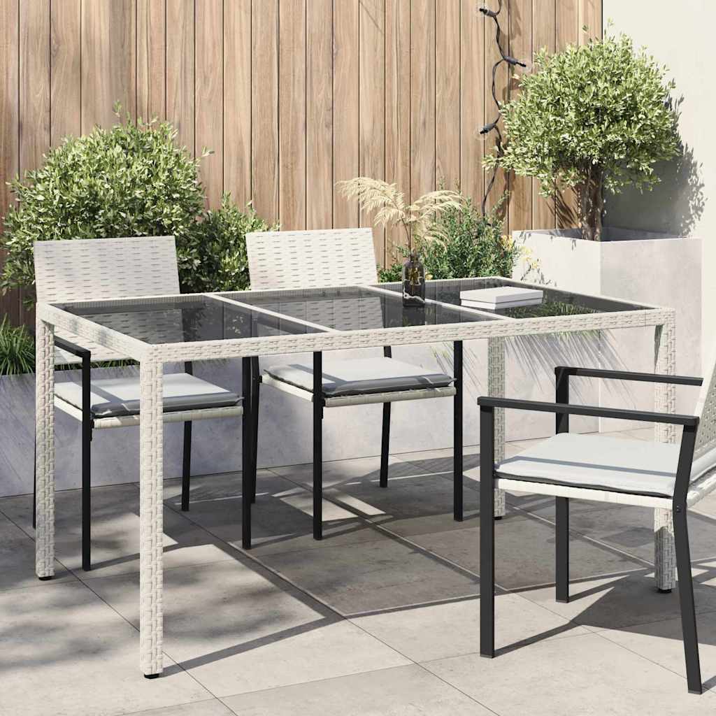 Gartentisch Weiß 150 x 90 x 75 cm Poly-Rattan