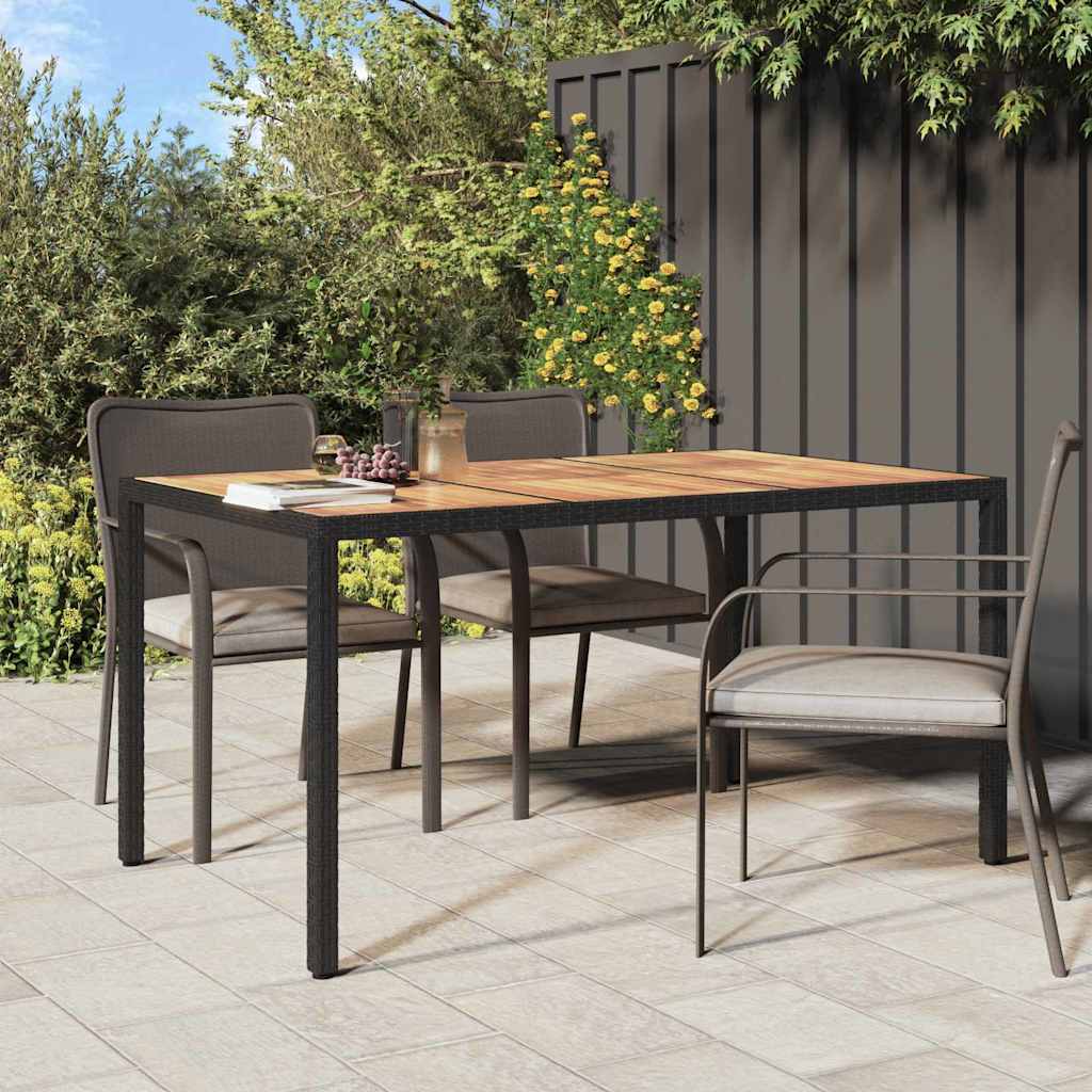 Garten-Eßtisch Schwarz 150 x 90 x 75 cm Poly Rattan