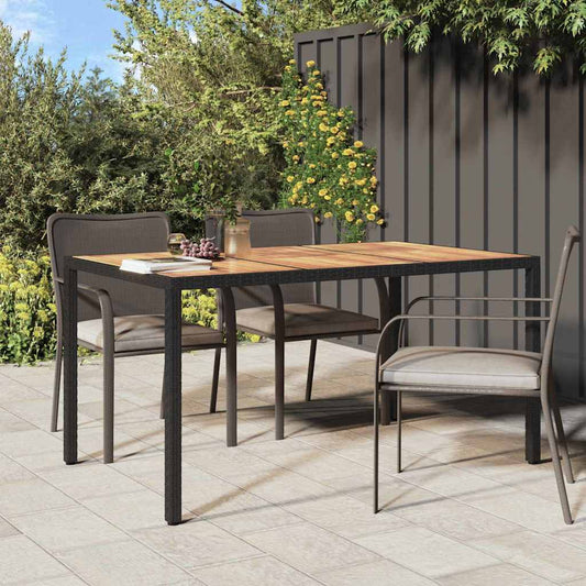 Garten-Eßtisch Schwarz 150 x 90 x 75 cm Poly Rattan