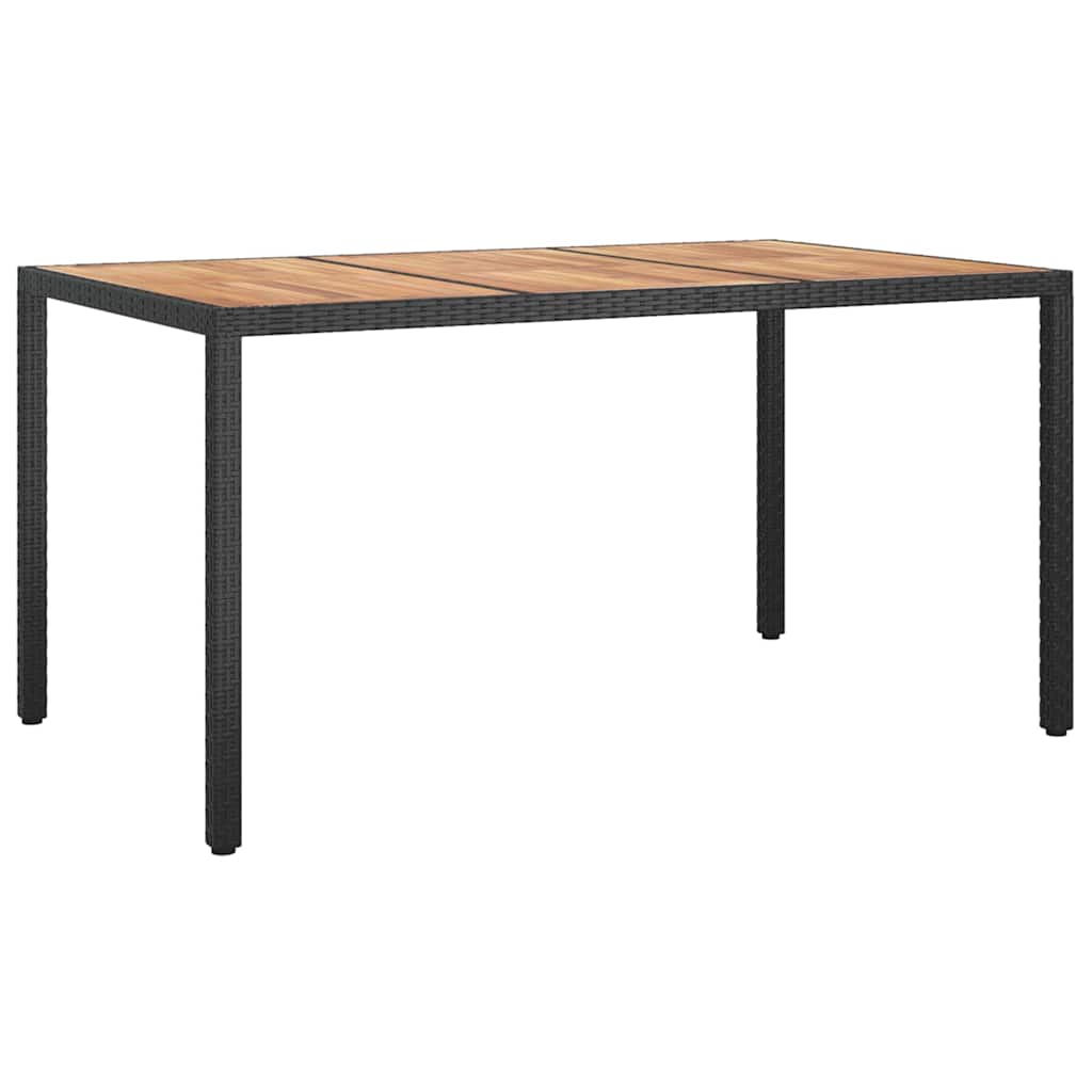 Garten-Eßtisch Schwarz 150 x 90 x 75 cm Poly Rattan