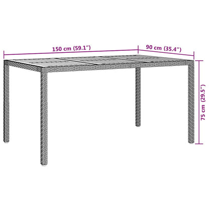 Gartentisch Schwarz 150 x 90 x 75 cm Poly-Rattan
