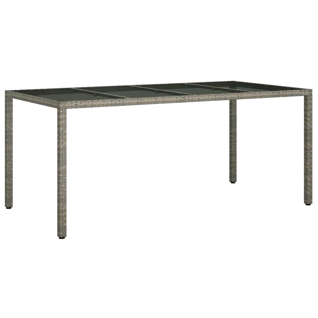 Garten-Eßtisch Grau 190 x 90 x 75 cm Poly Rattan
