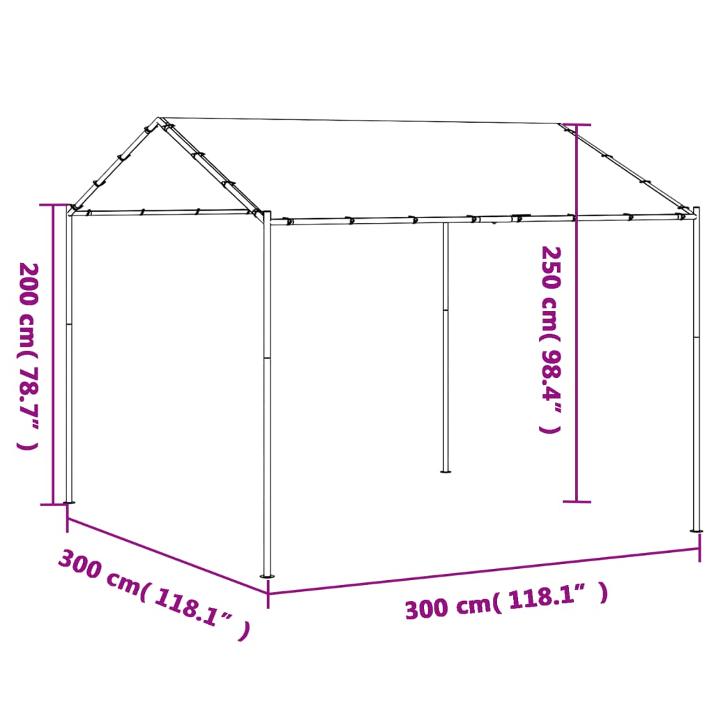 Pavillon de jardin beige 3x3 m en acier et tissu