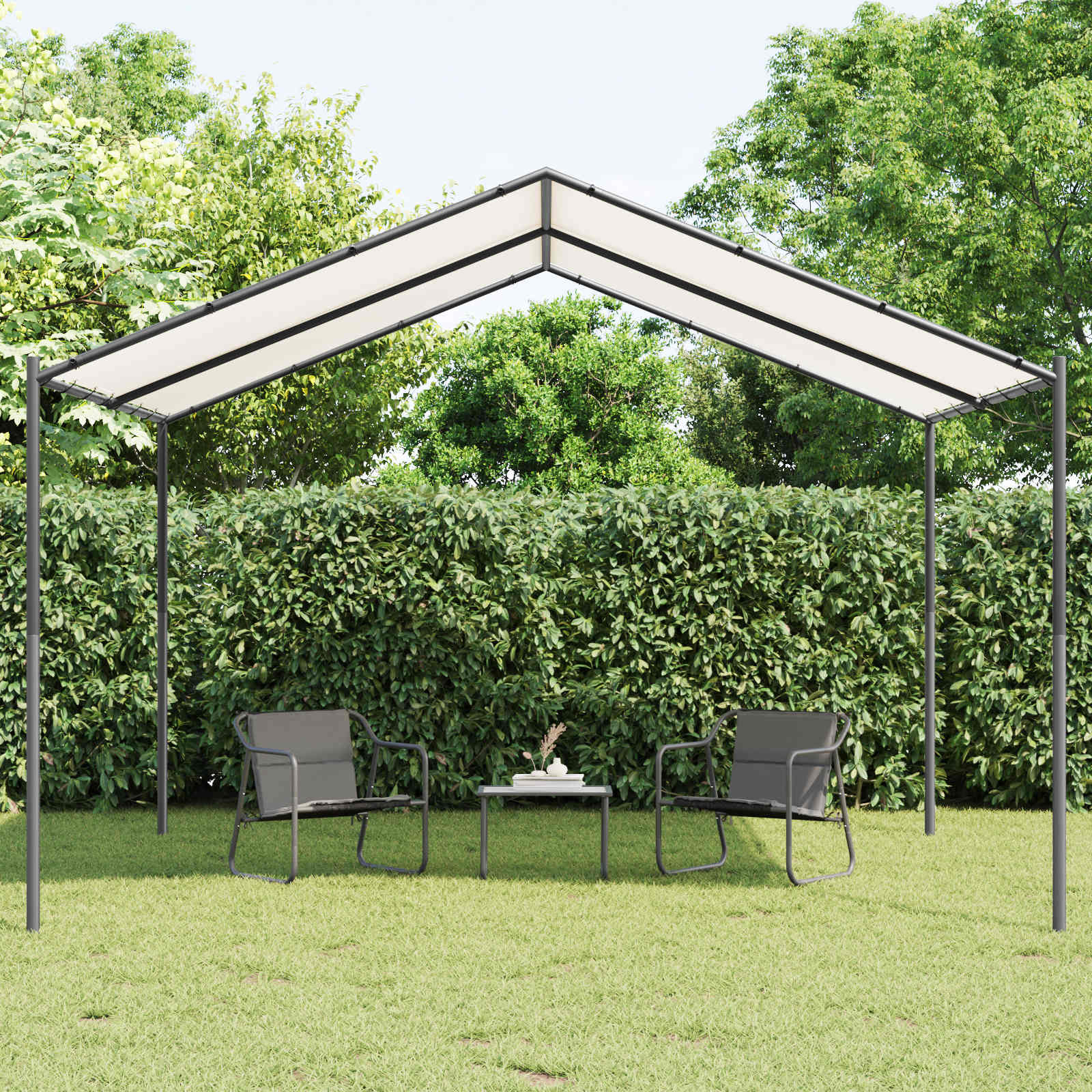 Pavillon 4 x 4 x 2,6 m Weiß Stahl und Polyester 180 gsm