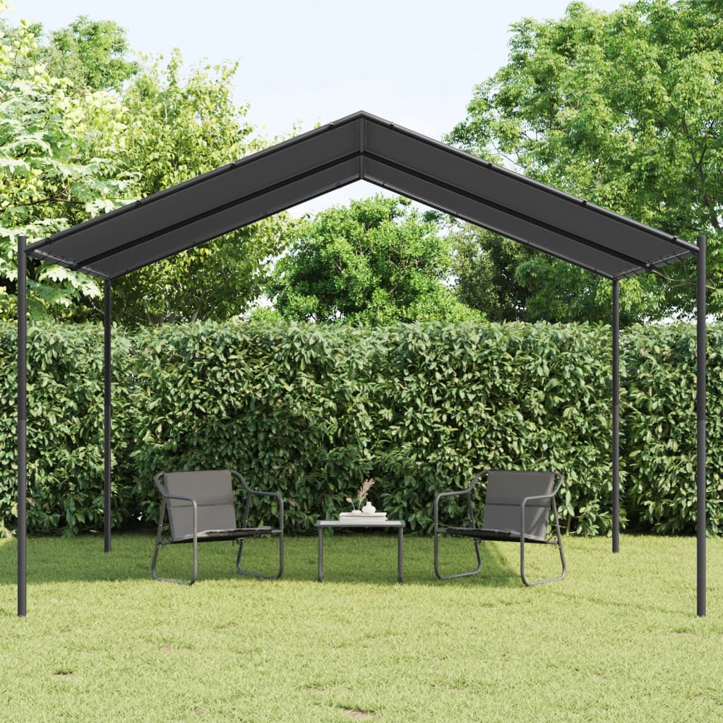 Pavillon de jardin anthracite 4x4 m acier et toile