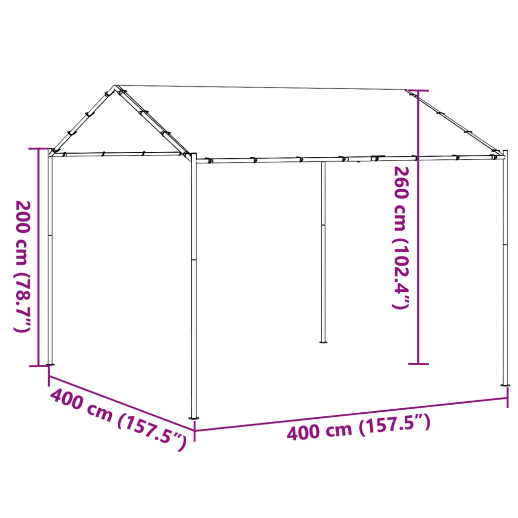 Pavillon de jardin beige 4x3 m en acier et tissu