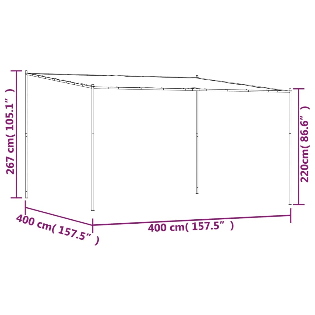 Tonnelle blanche 4x4 m tissu 180 g/m² et acier