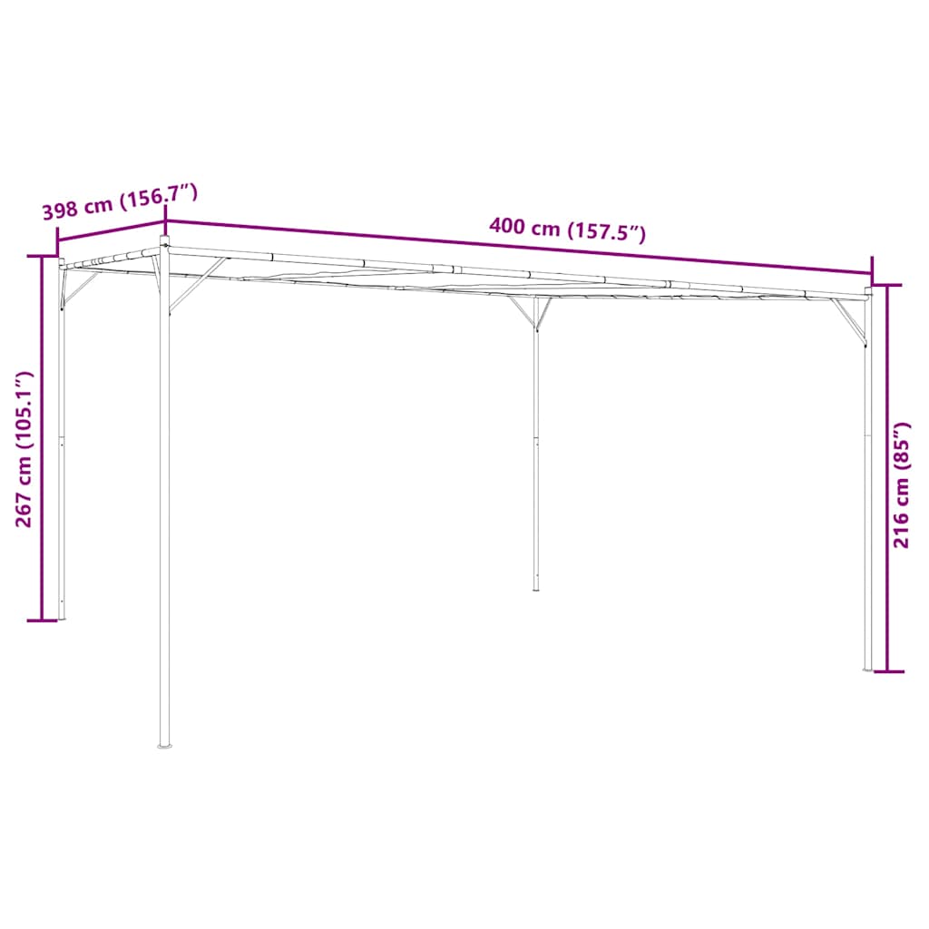 Pavillon Beige 4x4 m 180 g/m² Stoff und Stahl