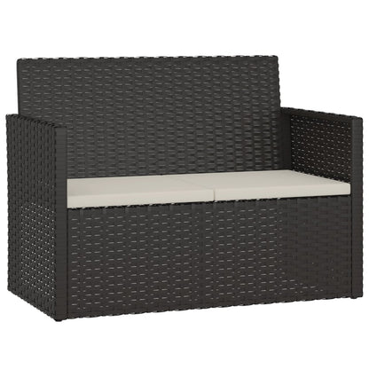 Gartenbank mit Kissen Schwarz 105 cm Poly Rattan