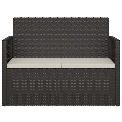 Gartenbank mit Kissen Schwarz 105 cm Poly Rattan