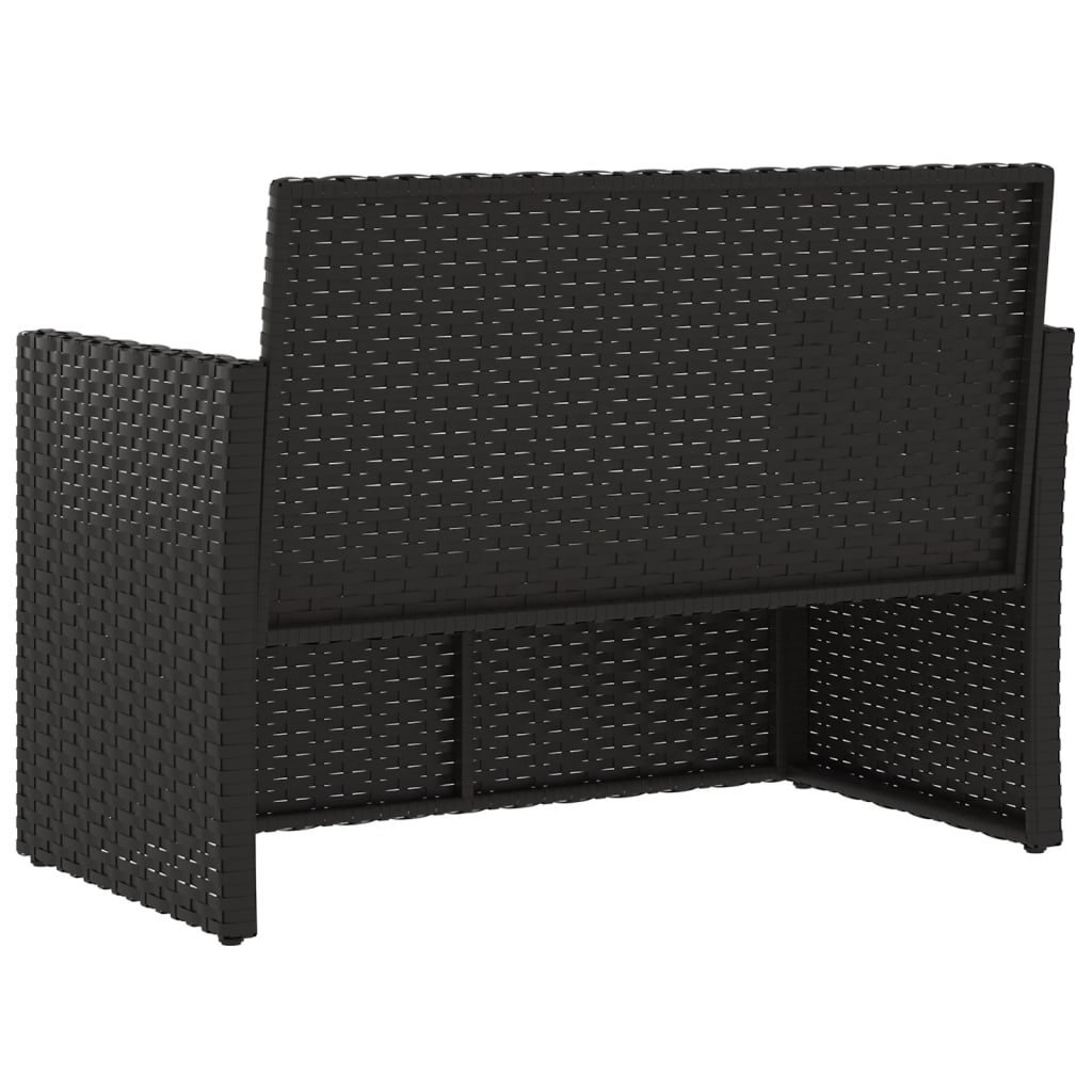 Gartenbank mit Kissen Schwarz 105 cm Poly Rattan