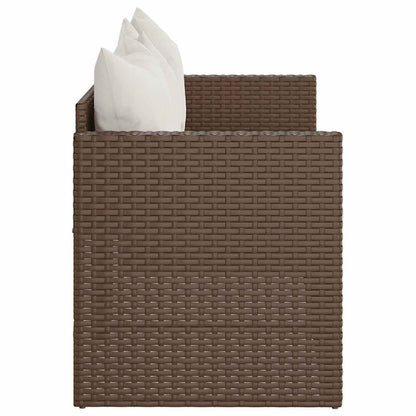 Gartensofa 3-Sitzer mit Kissen Braun Poly Rattan