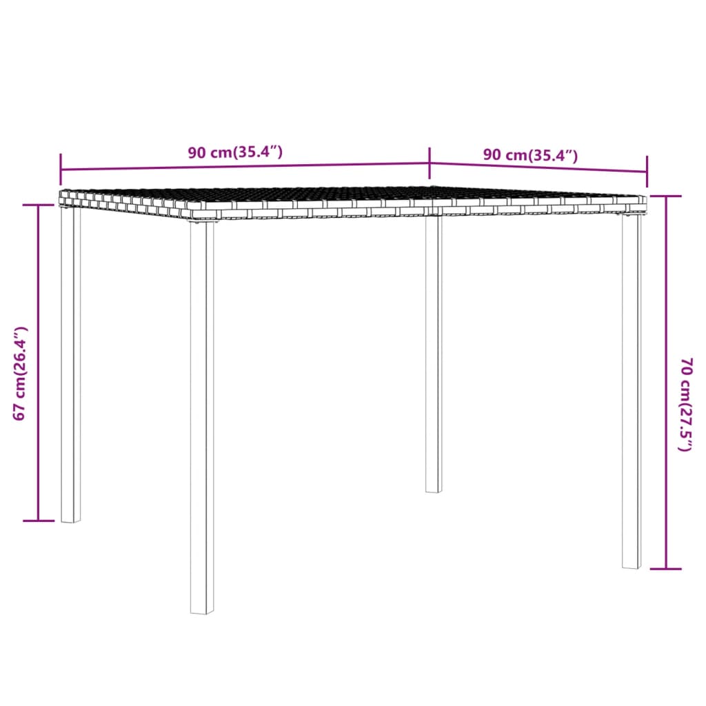2-tlg. Garten-Essgruppe mit Kissen Schwarz Poly Rattan
