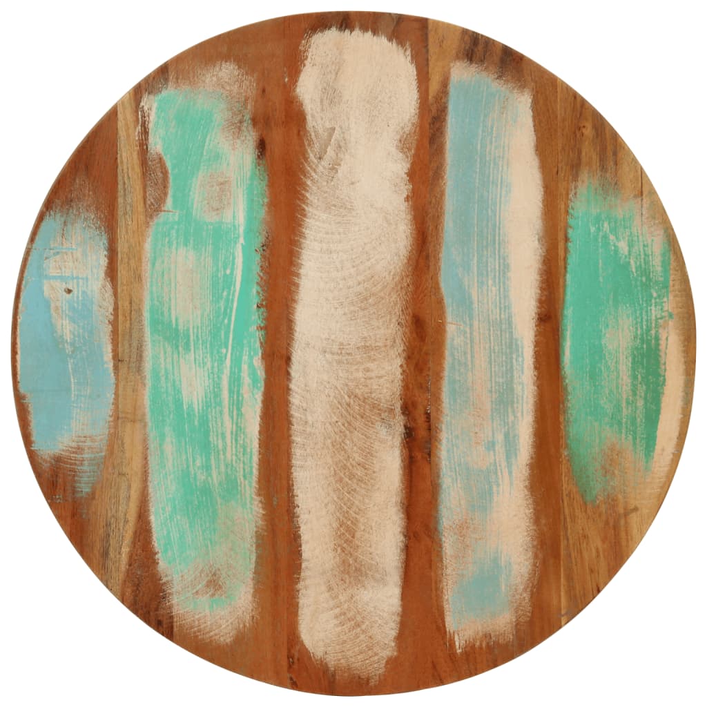 Table basse Ø50x35 cm en bois massif de récupération et acier