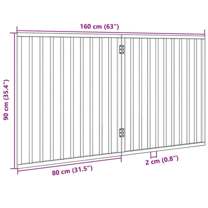 Hundegitter Faltbar 2 Paneele Schwarz 160 cm Pappelholz