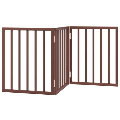3-tlg. Hundetor Faltbar Braun 150 cm Pappelholz