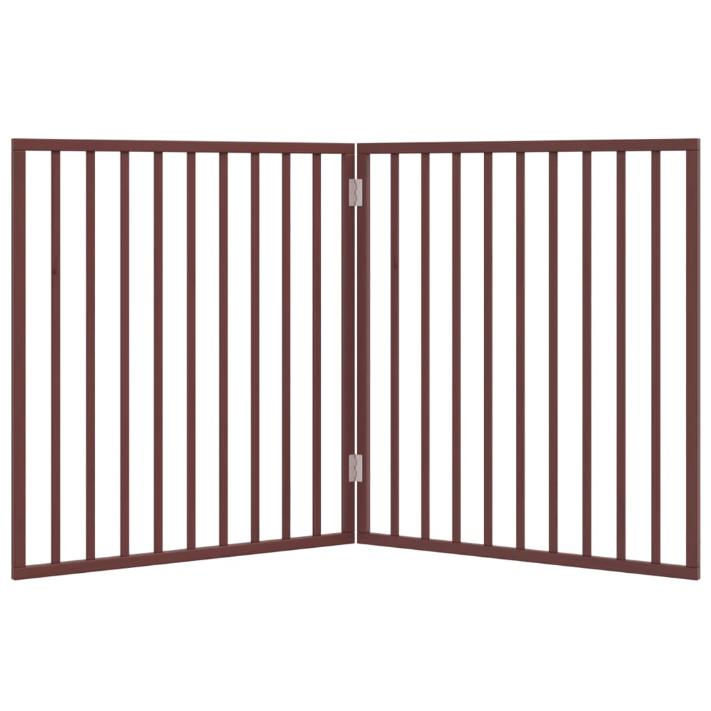 2-tlg. Hundetor Faltbar Braun 160 cm Pappelholz