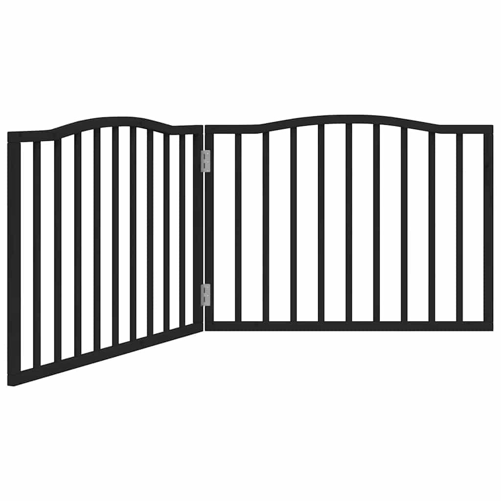 2-tlg. Hundetor Faltbar Schwarz 160 cm Pappelholz