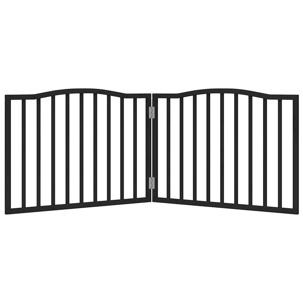 2-tlg. Hundetor Faltbar Schwarz 160 cm Pappelholz