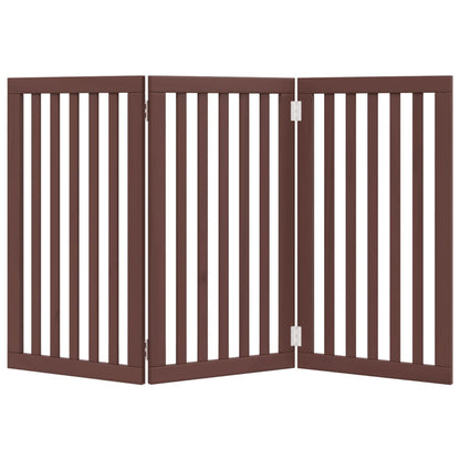 3-tlg. Hundetor Faltbar Braun 150 cm Pappelholz