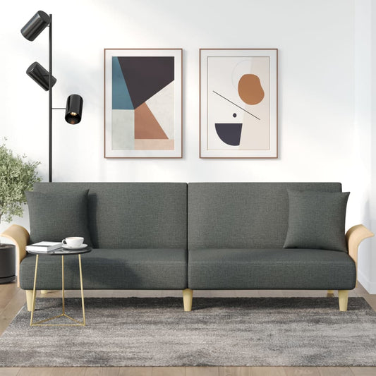 Canapé-lit avec accoudoirs en tissu gris foncé