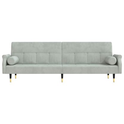 Schlafsofa mit Kissen Hellgrau Samt