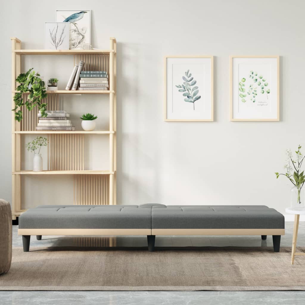 Canapé-lit avec porte-gobelets en tissu gris foncé