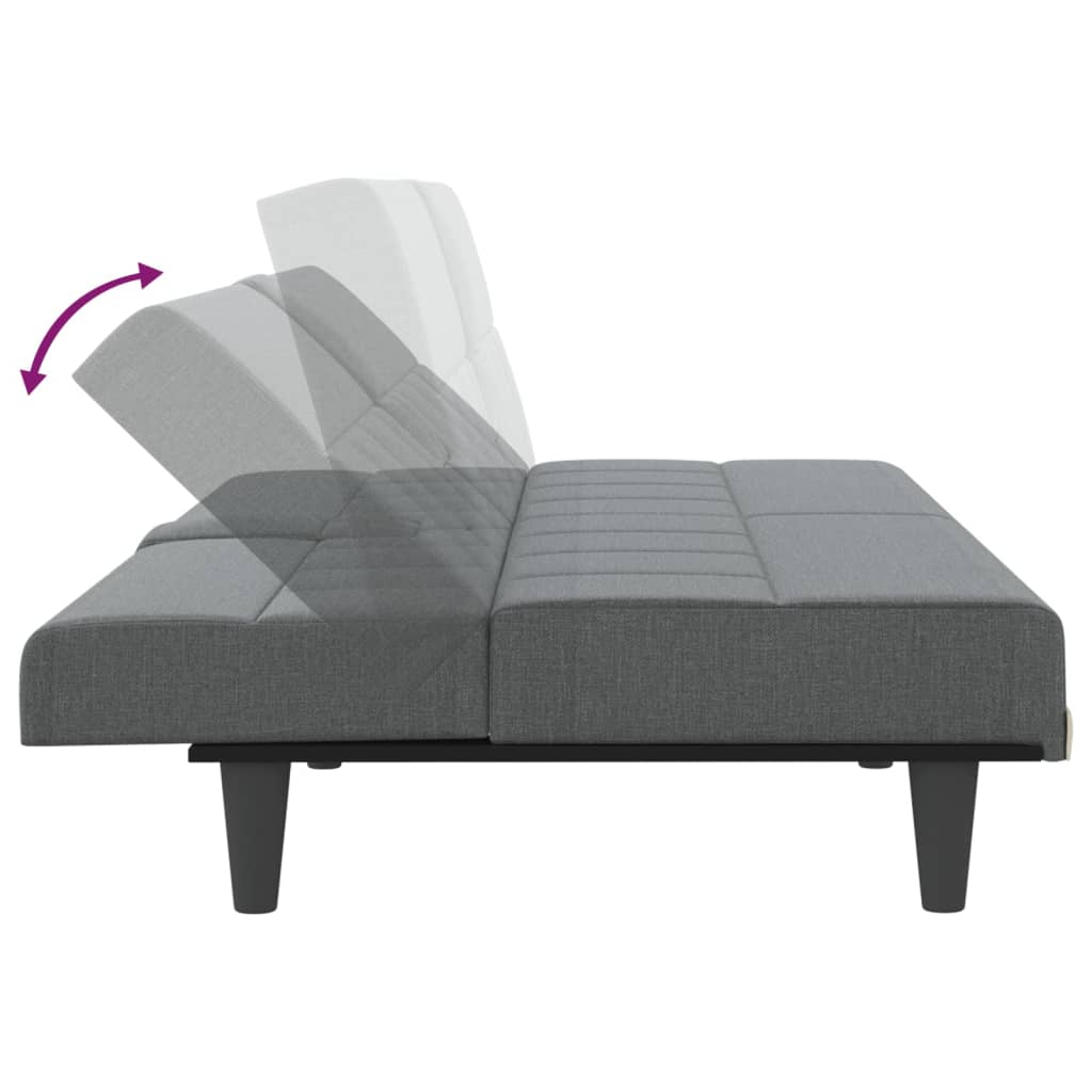 Canapé-lit avec porte-gobelets en tissu gris foncé