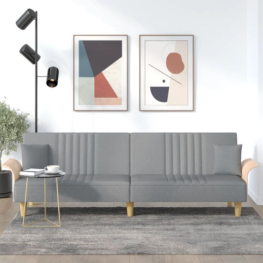 Canapé-lit avec accoudoirs en tissu gris clair