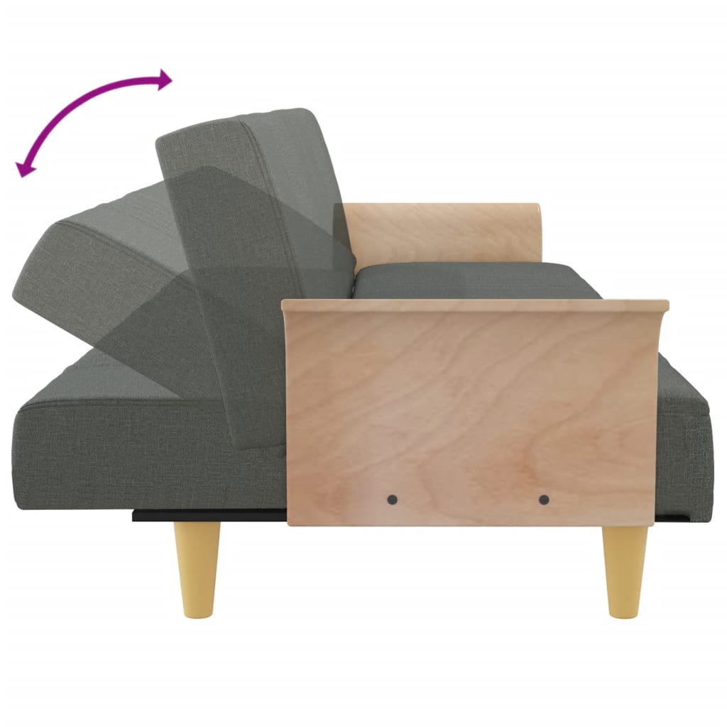 Canapé-lit avec accoudoirs en tissu gris foncé