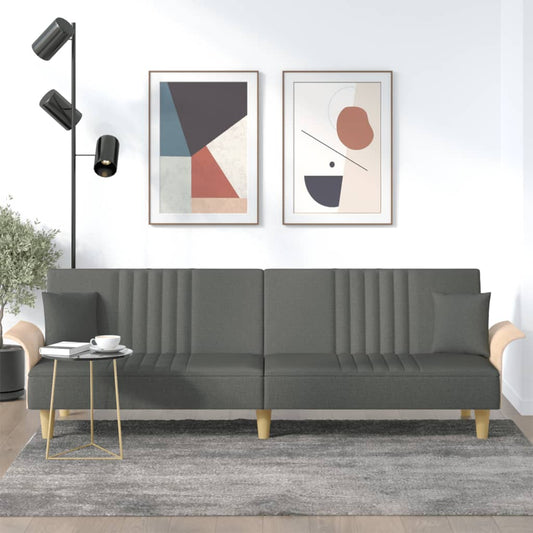 Canapé-lit avec accoudoirs en tissu gris foncé
