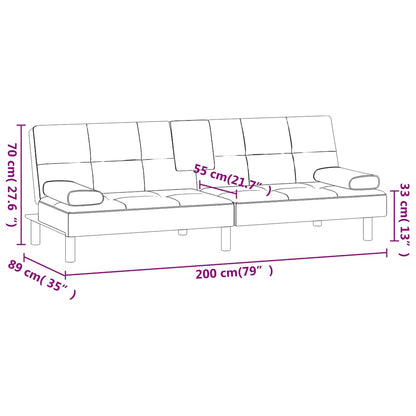 Schlafsofa mit Getränkehaltern Schwarz Kunstleder