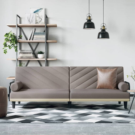 Canapé-lit avec accoudoirs en tissu taupe