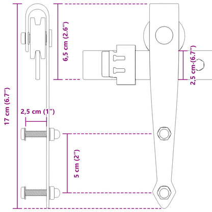 Mini Schiebetürbeschlag Set für Schranktüren 122 cm Carbonstahl