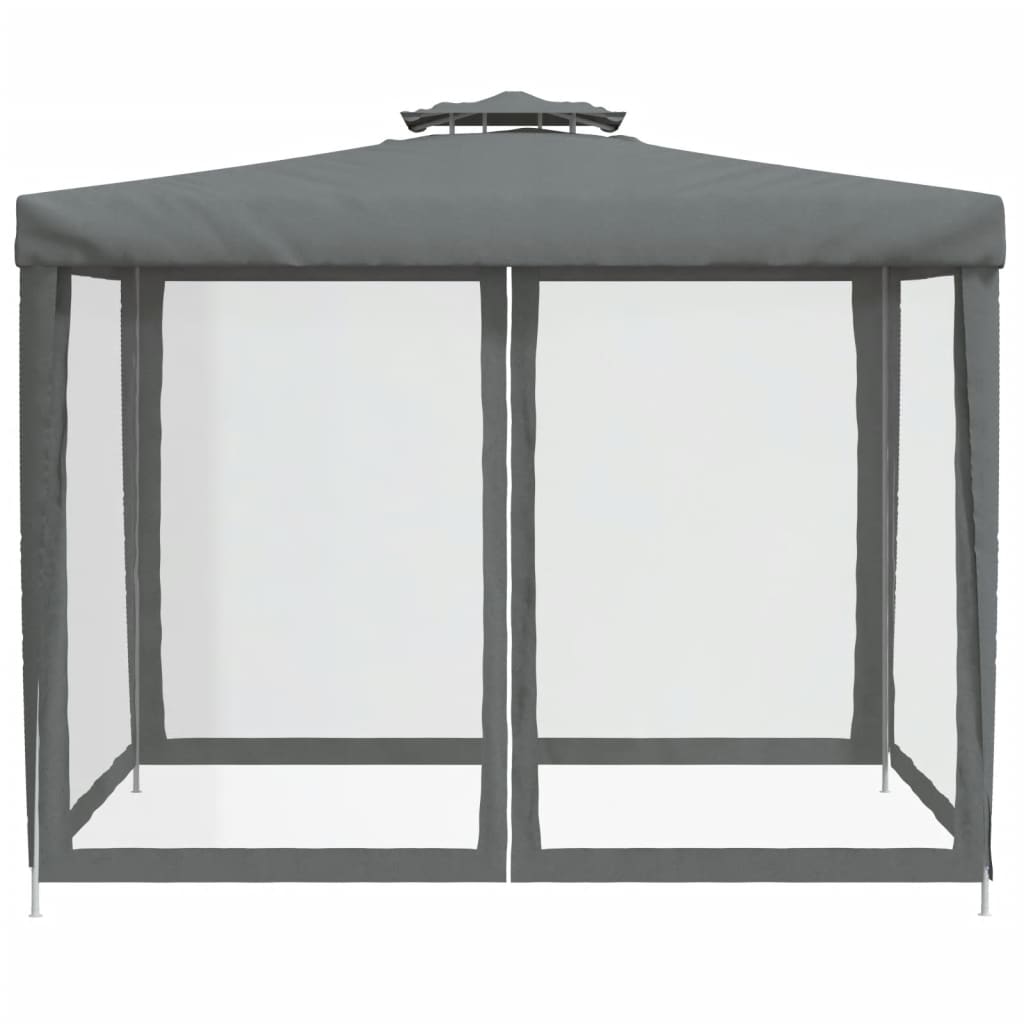 Pavillon mit Doppeldach Anthrazit 3x3x2,68 m Stoff