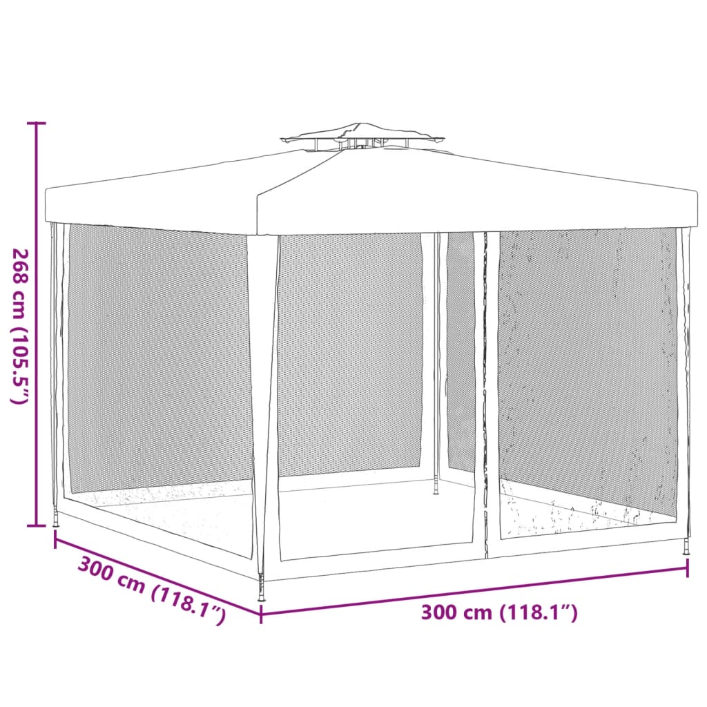 Pavillon mit Doppeldach Anthrazit 3x3x2,68 m Stoff