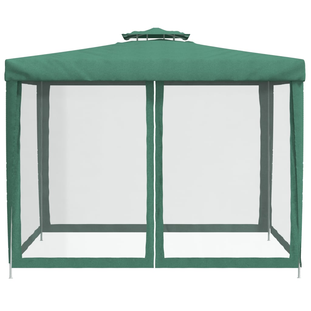 Pavillon mit Doppeldach Grün 3x3x2,68 m Stoff