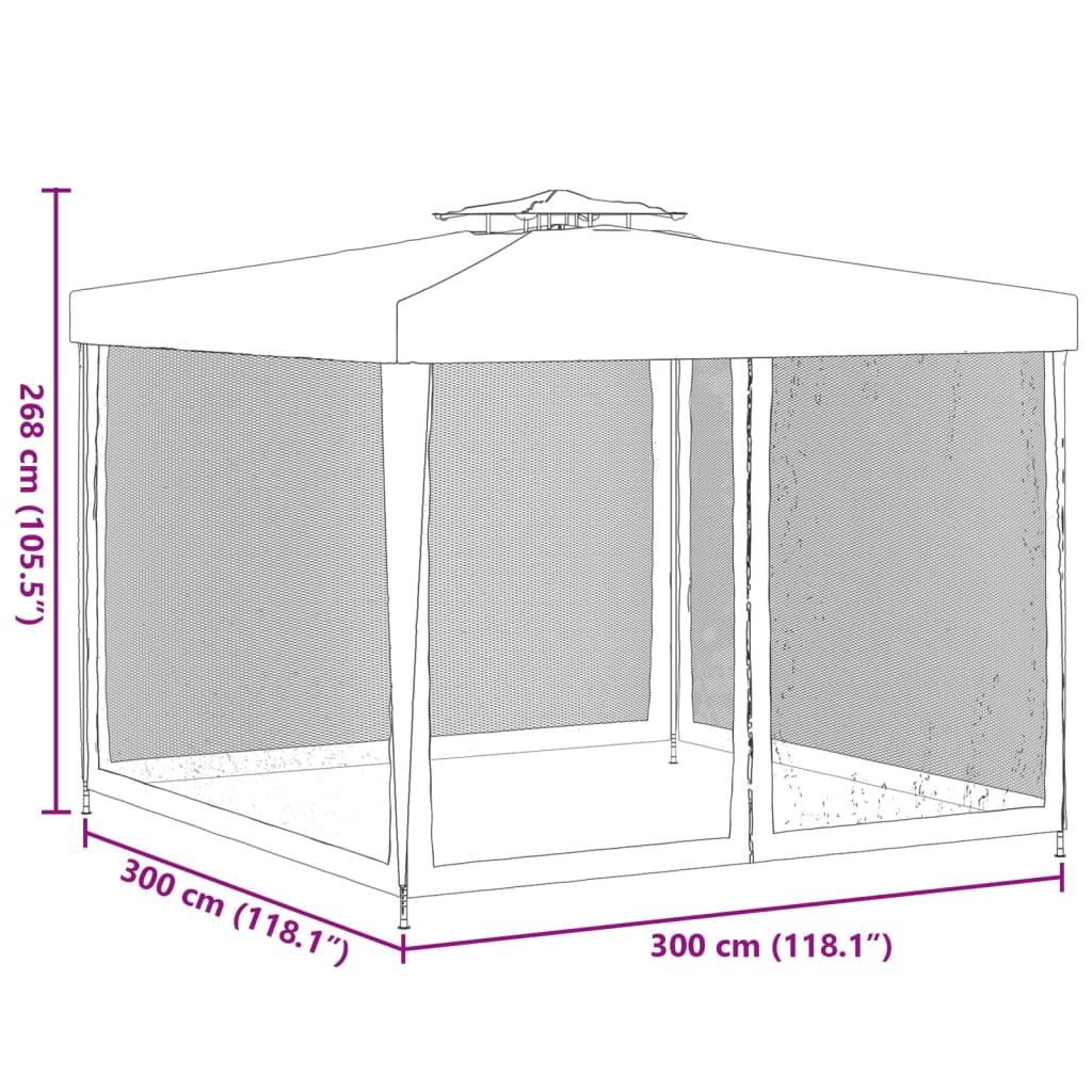 Pavillon mit Doppeldach Grün 3x3x2,68 m Stoff