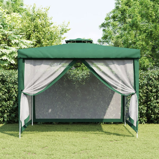 Pavillon mit Doppeldach Grün 3x3x2,68 m Stoff