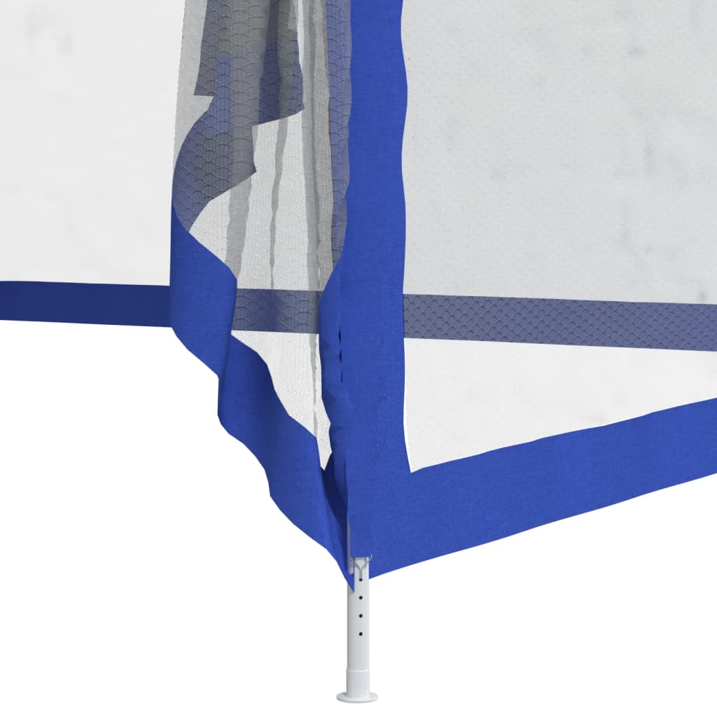 Pavillon à double toit en tissu bleu 3x3x2,68 m