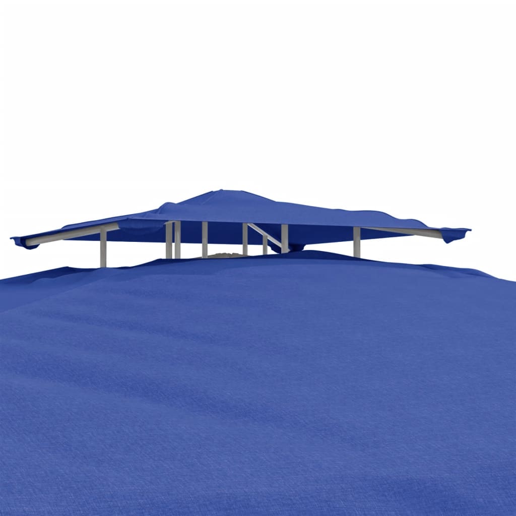 Pavillon à double toit en tissu bleu 3x3x2,68 m