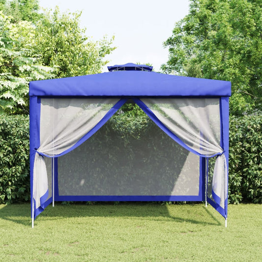 Pavillon mit Doppeldach Blau 3x3x2,68 m Stoff