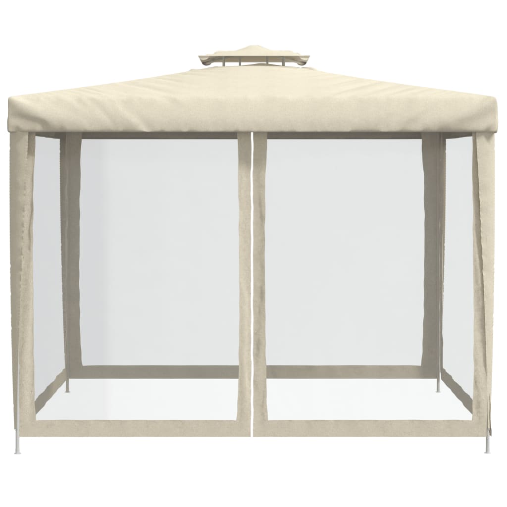 Pavillon mit Doppeldach Creme 3x3x2,68 m Stoff